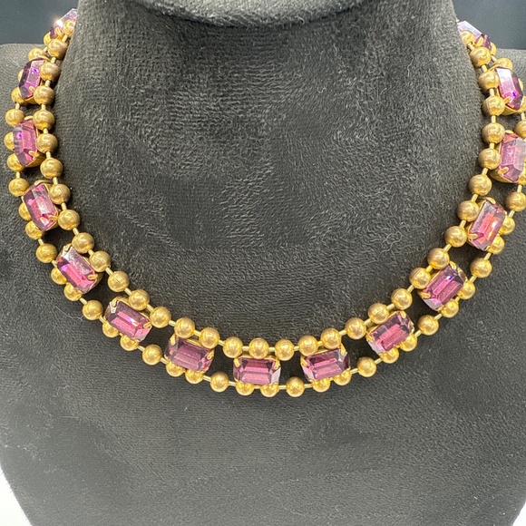 Art Deco amethyst glass necklace - Picture 3 of 14